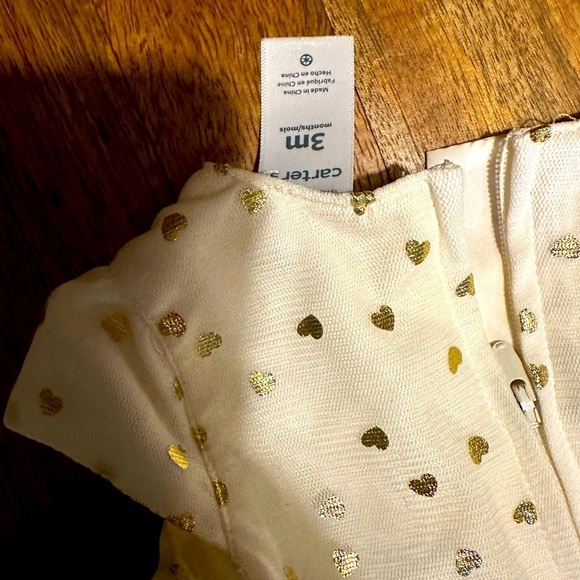 Carters baby girl dress like new 3 months gold heart 💛 design - Picture 4 of 8